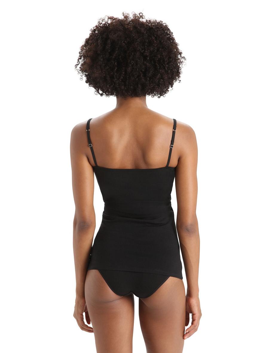 Women's Icebreaker Merino Siren Cami Singlet Underwear Black | CA 1248HAPK